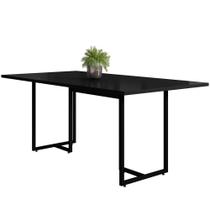 Mesa De Jantar 6 Lugares Retangular Maldiva F01 Industrial 180 Cm Preto Fosco - Lyam Decor