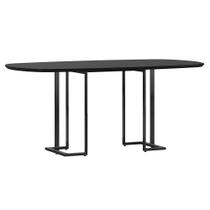 Mesa de Jantar 6 Lugares Retangular Orgânico Com Vidro 180cm Pés Industrial Alina N01 Preto - Lyam Decor Mesa de Jantar 6 Lugares Retangular Orgânico Com Vidro 180cm Pés Industrial Alina N01 Preto - Lyam Decor