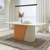 Mesa de Jantar 6 Lugares Retangular Tampo de Vidro Luar