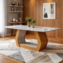 Mesa de Jantar 6 Lugares Retangular Tampo Mdf/vidro 160x80cm Laini