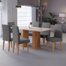 Mesa de Jantar 6 Lugares Ripado Luxe Mel/Blonde/Cinza - Viero Móveis Mesa de Jantar 6 Lugares Ripado Luxe Mel/Blonde/Cinza - Viero Móveis