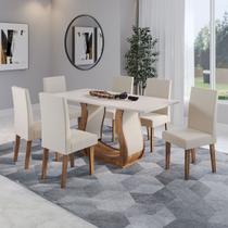 Mesa de Jantar 6 Lugares Roma Imbuia/Blonde/Veludo Pastel - Viero Móveis Mesa de Jantar 6 Lugares Roma Imbuia/Blonde/Veludo Pastel - Viero Móveis