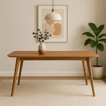 Mesa de Jantar 6 Lugares Slim Base Madeira Maciça e Tampo Amadeirado Mesa de Jantar 6 Lugares Slim Base Madeira Maciça e Tampo Amadeirado