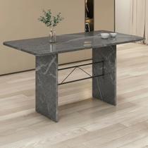 Mesa de Jantar 6 Lugares Tampo de Granito 140x75cm Topázio Cinza Preto/Granito Topázio