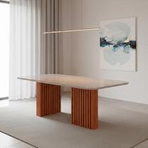 Mesa de Jantar 6 Lugares Tampo de Vidro/MDF 210cm Retangular Ester Marrom/Cinamomo/Off White Mesa de Jantar 6 Lugares Tampo de Vidro/MDF 210cm Retangular Ester Marrom/Cinamomo/Off White