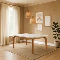 Mesa de Jantar 6 Lugares Tampo em MDF Dublin Marrom/Off White/Imbuia