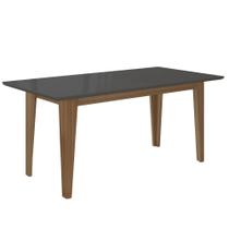 Mesa de Jantar 6 lugares Tampo Retangular Chanfrado com Vidro 160cm Liz Carvalho/Grafite/Preto - Poliman Mesa de Jantar 6 lugares Tampo Retangular Chanfrado com Vidro 160cm Liz Carvalho/Grafite/Preto - Poliman