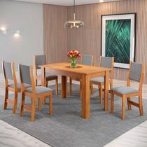 Mesa de Jantar 6 Lugares Valentina Mel/Veludo Cinza - Pnr Móveis Mesa de Jantar 6 Lugares Valentina Mel/Veludo Cinza - Pnr Móveis