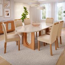 Mesa de Jantar 6 Lugares Valentina Paola com Vidro Cinamomo/Off White/Nude - Cimol Mesa de Jantar 6 Lugares Valentina Paola com Vidro Cinamomo/Off White/Nude - Cimol