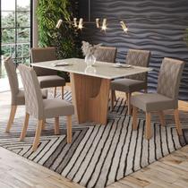 Mesa de Jantar 6 Lugares Vértice/Vita com Vidro Nature/Off White/Bege - Henn Mesa de Jantar 6 Lugares Vértice/Vita com Vidro Nature/Off White/Bege - Henn