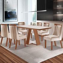 Mesa de Jantar 6 Lugares Viena com Vidro Prêmio/Off White/Creme - Lj Móveis