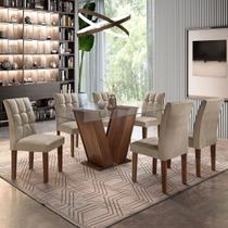 Mesa de Jantar 6 Lugares Vitória com Vidro Chocolate/Pena - Cel Móveis Mesa de Jantar 6 Lugares Vitória com Vidro Chocolate/Pena - Cel Móveis