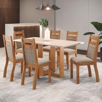 Mesa de Jantar 6 Lugares Vivy Mel/Blonde/Perola - Viero Móveis