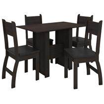 Mesa De Jantar 67x108cm Com 04 Cadeiras Milano J00330 Amendoa Preto PLN