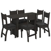 Mesa De Jantar 67x155cm Com 06 Cadeiras Milano J00331 Amendoa Preto PLN