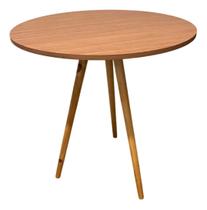 Mesa De Jantar 70cm Estilo Minimalista Redonda All Company Cor Tampo Mel Marrom Cru