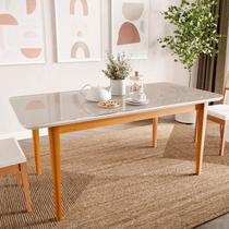 Mesa de Jantar 8 Lugares 210cm com Tampo MDF e Vidro Tangará CabeCasa MadeiraOriginals Mesa de Jantar 8 Lugares 210cm com Tampo MDF e Vidro Tangará CabeCasa MadeiraOriginals