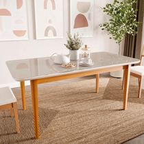 Mesa de Jantar 8 Lugares 210cm com Tampo MDF e Vidro Tangará CabeCasa MadeiraOriginals Marrom