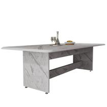 Mesa De Jantar 8 Lugares 220x90 Em MDF Com Tampo Marmorizado