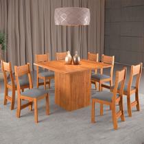 Mesa de Jantar 8 Lugares Alexa Mel/Veludo Cinza 26186 - Pnr Móveis Mesa de Jantar 8 Lugares Alexa Mel/Veludo Cinza 26186 - Pnr Móveis