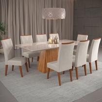 Mesa de Jantar 8 Lugares Barth com Vidro Mel/Marfim/Off White - Viero Móveis Mesa de Jantar 8 Lugares Barth com Vidro Mel/Marfim/Off White - Viero Móveis