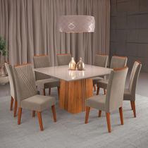 Mesa de Jantar 8 Lugares Daniela com Vidro Mel/Off White/Perola - Viero Móveis