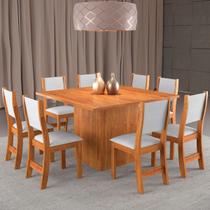 Mesa de Jantar 8 Lugares Lexa Mel/Linho Gelo - Viero Móveis