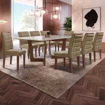 Mesa de Jantar 8 Lugares Nápoles/Genova com Vidro Chocolate/Off White/Marrom Claro - Cel Móveis Mesa de Jantar 8 Lugares Nápoles/Genova com Vidro Chocolate/Off White/Marrom Claro - Cel Móveis
