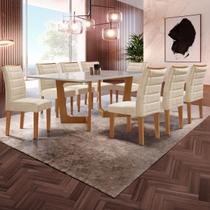 Mesa de Jantar 8 Lugares Nápoles/Genova com Vidro Cinamomo/Off White/Bege - Cel Móveis Mesa de Jantar 8 Lugares Nápoles/Genova com Vidro Cinamomo/Off White/Bege - Cel Móveis