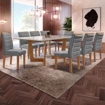 Mesa de Jantar 8 Lugares Nápoles/Genova com Vidro Cinamomo/Off White/Cinza - Cel Móveis