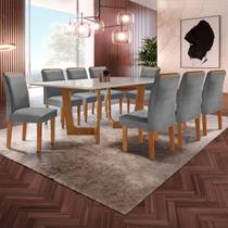 Mesa de Jantar 8 Lugares Nápoles/Luísa com Vidro Cinamomo/Off White/Cinza - Cel Móveis Mesa de Jantar 8 Lugares Nápoles/Luísa com Vidro Cinamomo/Off White/Cinza - Cel Móveis