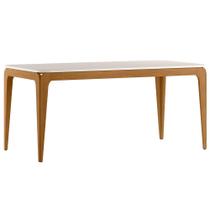 Mesa de Jantar 8 Lugares Retangular 180cm Tampo MDF Com Vidro Claris N01 Ypê Off White - Lyam Decor