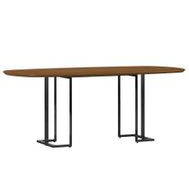 Mesa de Jantar 8 Lugares Retangular Orgânico 200cm Pés Industrial Alina N01 Cinamomo Preto - Lyam Decor Mesa de Jantar 8 Lugares Retangular Orgânico 200cm Pés Industrial Alina N01 Cinamomo Preto - Lyam Decor