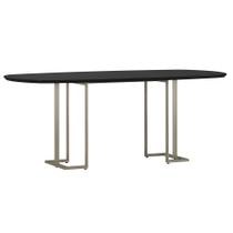 Mesa de Jantar 8 Lugares Retangular Orgânico Com Vidro 200cm Pés Industrial Alina N01 Preto Champanhe - Lyam Decor Mesa de Jantar 8 Lugares Retangular Orgânico Com Vidro 200cm Pés Industrial Alina N01 Preto Champanhe - Lyam Decor