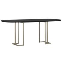 Mesa de Jantar 8 Lugares Retangular Orgânico Com Vidro 200cm Pés Industrial Alina N01 Preto Champanhe - Lyam Decor Mesa de Jantar 8 Lugares Retangular Orgânico Com Vidro 200cm Pés Industrial Alina N01 Preto Champanhe - Lyam Decor