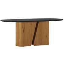 Mesa de Jantar 8 Lugares Retangular Orgânico Com Vidro 200cm Salieri N01 Cinamomo Preto - Lyam Decor Mesa de Jantar 8 Lugares Retangular Orgânico Com Vidro 200cm Salieri N01 Cinamomo Preto - Lyam Decor