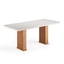 Mesa de Jantar 8 Lugares Retangular Tampo de Vidro/Mdf Dubai Mel/Off White - Casa Giulia Mesa de Jantar 8 Lugares Retangular Tampo de Vidro/Mdf Dubai Mel/Off White - Casa Giulia