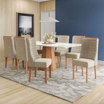 Mesa de Jantar 8 Lugares Tiffany com Vidro Canela/Off White/Amendoa - Kappesberg Jantar Mesa de Jantar 8 Lugares Tiffany com Vidro Canela/Off White/Amendoa - Kappesberg Jantar