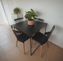 Mesa de Jantar 80x80cm Estilo Industrial - Base Metalon Reforçada e Tampo de MDF Carvalho