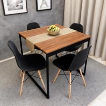 Mesa de Jantar 80x80cm Industrial Preta Moderna Para 4 Lugares MDF Compacta Entrega Rápida