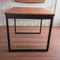 Mesa de Jantar 80x80cm Moderna e Compacta - Estilo Industrial com Base de Metalon Reforçado