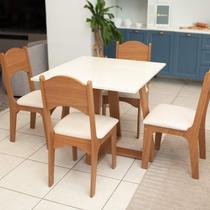 Mesa de Jantar 90cm x 90cm com 4 Cadeiras para Sala de Jantar Dalla Costa 100% MDF Mesa de Jantar 90cm x 90cm com 4 Cadeiras para Sala de Jantar Dalla Costa 100% MDF