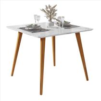 Mesa de Jantar 90x90 Branco Pés Madeira DWR