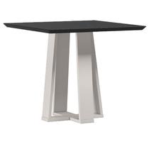 Mesa de Jantar 90x90 cm Valência com Vidro Off White Preto New Ceval