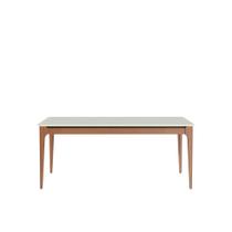 Mesa de Jantar Addar com Vidro 160cm Natural e Off White Província Mesa de Jantar Addar com Vidro 160cm Natural e Off White Província