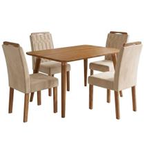 Mesa de Jantar Adele MDF Com 4 Cadeiras Estofadas Suede MOLCI