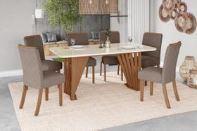 Mesa de Jantar Adriana 180 C. Vidro 6 Cad. Malu Amendoa - Henn