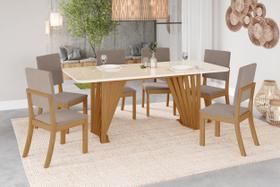 Mesa de Jantar Adriana 200 C. Vidro 6 Cad. Milla Amendoa - Henn Mesa de Jantar Adriana 200 C. Vidro 6 Cad. Milla Amendoa - Henn