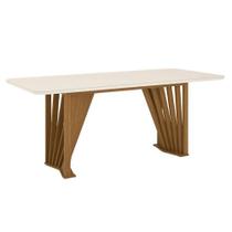 Mesa De Jantar Adriana 200 Cm Canto Arredondado Com Vidro Nature Off White - Henn