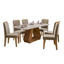 Mesa de Jantar Agata 6 Cadeiras 180x90cm Cimol Natura Off White Nude